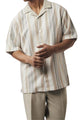 Modern Stripe Collection: Tan Vertical Striped Shirt With Matching Pants