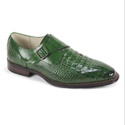 Men's Croco Print Plain Toe Monk Strap Dress Shoe - Green