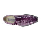 top view of the men's purple croco-print monk strap dress shoe