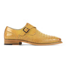 Side view of the men's scotch single monk strap dress shoe with metal buckle