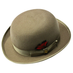 Taupe Wool Derby Hat for Men