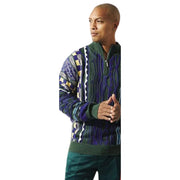 Men’s Stacy Adams Teal Green Quarter Zip Pullover Sweater