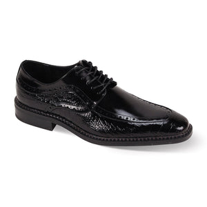 Black Coco Print & Smooth Leather Moc Toe Lace-Up Dress Shoes