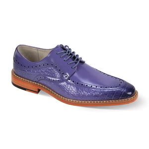 Lavender Coco Print & Smooth Leather Moc Toe Lace-Up Dress Shoes