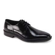 Altinor Collection: Black Medallion Toe Lace Leather Dress Shoe
