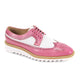Pink & White Wingtip Lace-Up Leather & Fabric Dress Shoes for Men