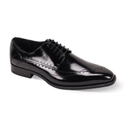 Ikeya Collection: Black Asymmetrical Stitch Lace Shoe in Genuine Leather