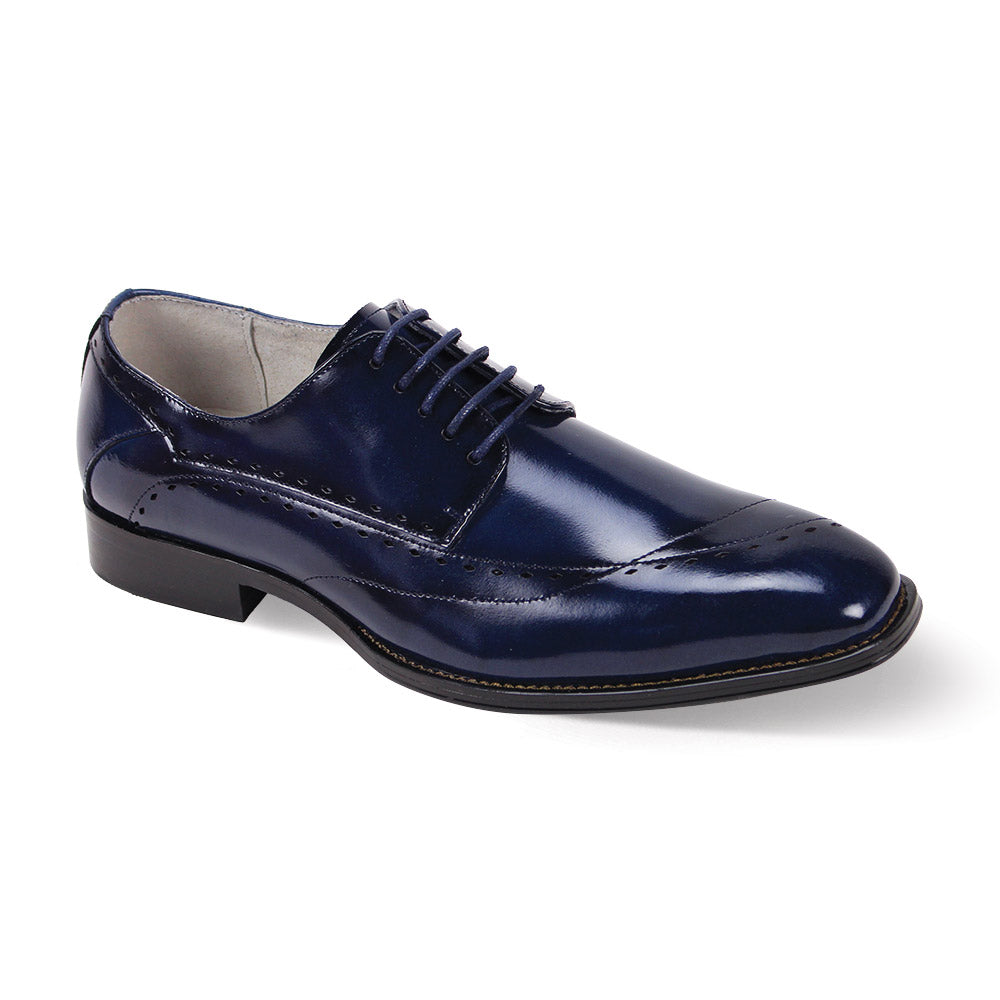 Men's Blue Genuine Leather Lace-Up Dress Shoes – Suits & More