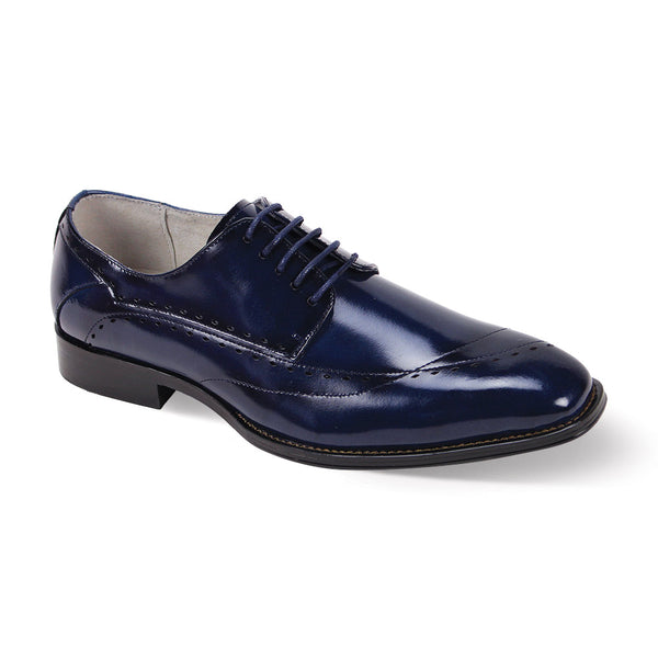 Men's Blue Genuine Leather Lace-Up Dress Shoes – Suits & More