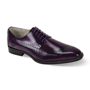 Ikeya Collection: Purple Asymmetrical Stitch Lace Shoe in Genuine Leather