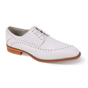 Ikeya Collection: White Asymmetrical Stitch Lace Shoe in Genuine Leather