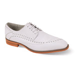 Ikeya Collection: White Asymmetrical Stitch Lace Shoe in Genuine Leather