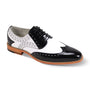 Delvecchio Collection: Men's Black & White Wingtip Lace-Up Dress Shoe with Genuine Leather Upper