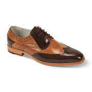 Delvecchio Collection: Men's Chocolate Brown & Tan Wingtip Lace-Up Dress Shoe with Genuine Leather Upper