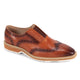 Auriga Collection: Wingtip Leather Slip-On Dress Shoe - Tan