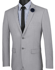 Luxify Collection: Gray 2 Piece Solid Color Single Breasted Ultra Slim Fit Suit