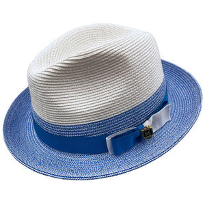 Montique Carolina Royal Two-Tone Braided Stingy Brim Fedora