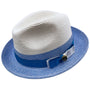 Two Tone Braided Stingy Brim Pinch Fedora Hat in Carolina Royal - H69