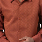 cognac diamond lattice jacquard walking suit shirt texture