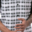 close up of Mens emerald plaid walking suit short pants set