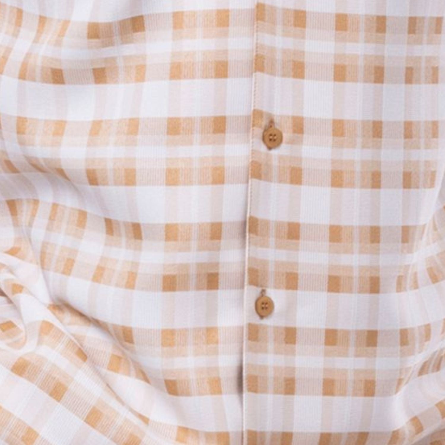 close up of the mens tan plaid walking suit short pants set