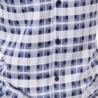 close up of Mens navy plaid walking suit short pants set