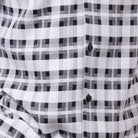 close up of Mens black plaid walking suit short pants set