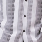 close up of the Mens grey plaid short pants walking suit summer set