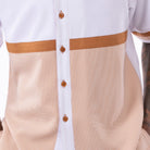 Men's cognac horizontal stripe houndstooth walking shirt