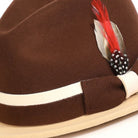 montique two tone fedora brown crown beige brim side view