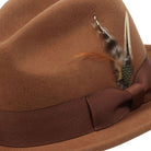 montique saddle wool felt pinch crown fedora with feather
