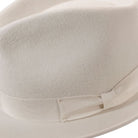 white wool felt fedora hat with wide brim