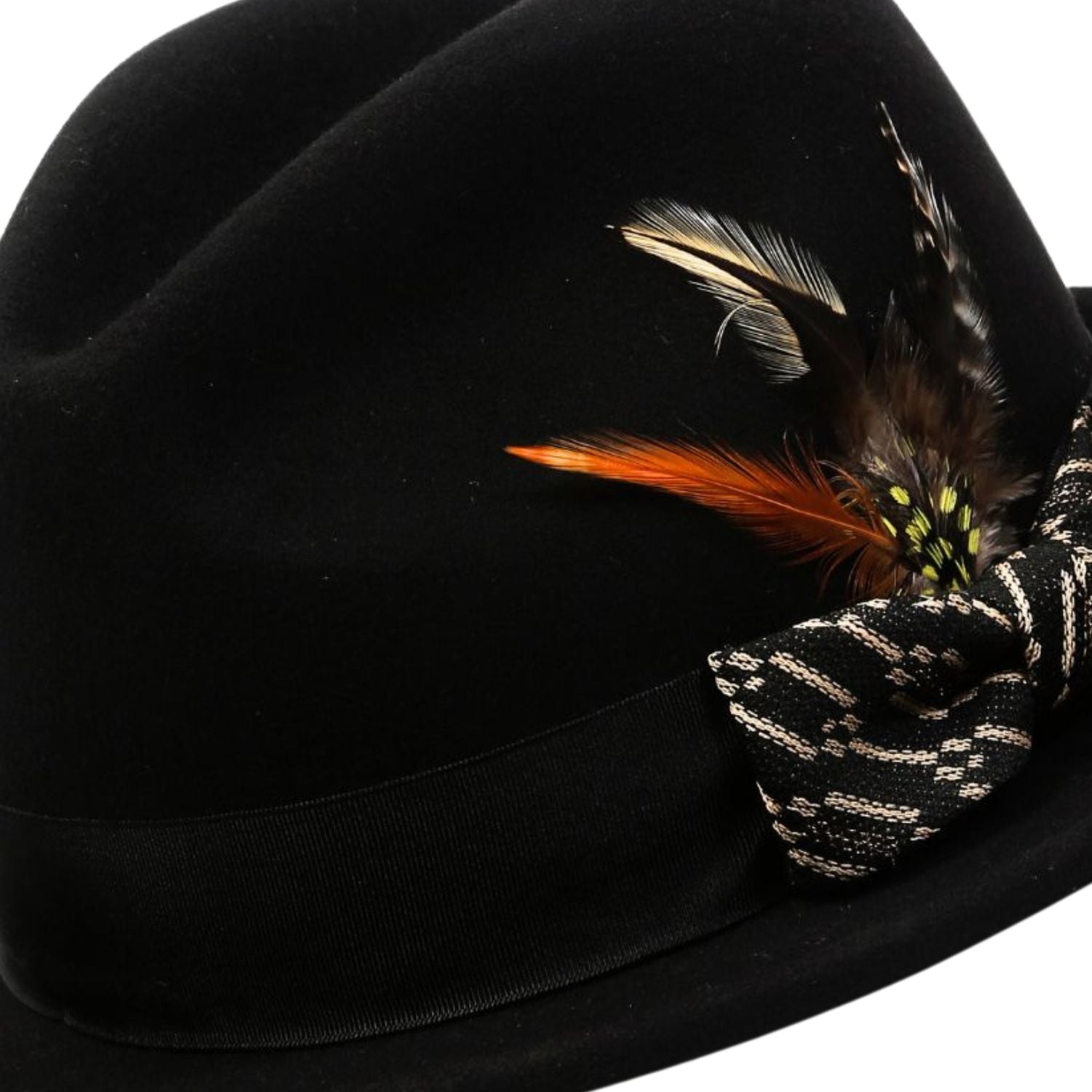 Black and Beige Wool Felt Fedora Hat Wide Brim by Montique – Suits