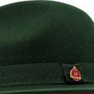 side view hunter felt hat with red underside