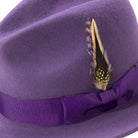 montique grape wide brim wool felt fedora with grosgrain ribbon