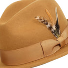 montique gold wide brim wool felt fedora with grosgrain ribbon