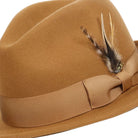 montique cappuccino wide brim wool felt fedora with grosgrain ribbon