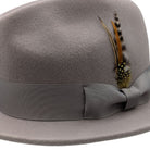 montique ash grey wool felt fedora hat with 2.5 inch wide brim