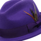 montique blackberry wool felt fedora hat with 2.5 inch wide brim
