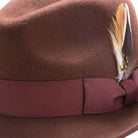 side view brown pinch crown litefelt hat