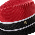 side view three tone fedora white stripe detail