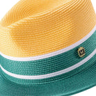 side view three tone fedora white stripe detail