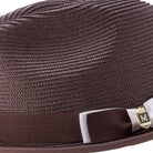 braided pinch crown fedora hat brown white band