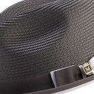 braided pinch crown fedora hat grey white band