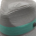 Side view of mint fedora hat with contrast band