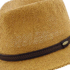 Angled view lightweight Toyo straw safari hat in tea color