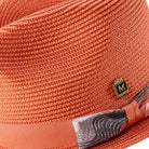 Side view salmon textured fedora showing wave pattern and brim