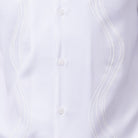 White polyester men's walking suit short sleeve showing tonal wavy puff panel detail on shirt