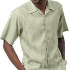 Front profile of the mint Azure Sands Collection shirt showing the relaxed fit and short sleeve construction.