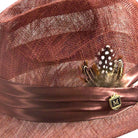 Close-up sinamay weave texture on steel fedora